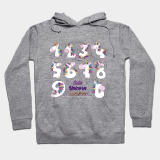 Cute Unicorn numbers Hoodie